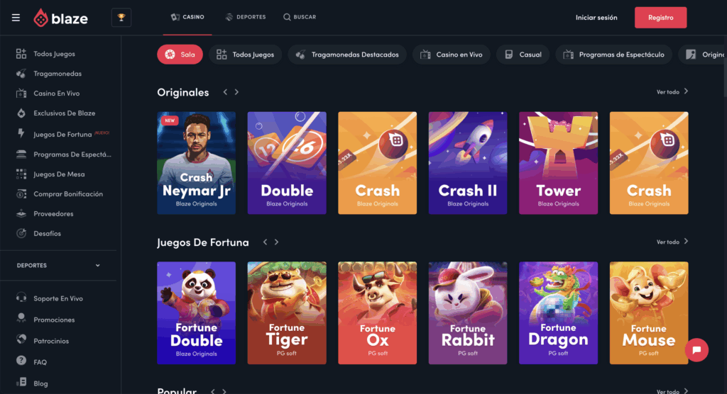 Blaze casino juegos