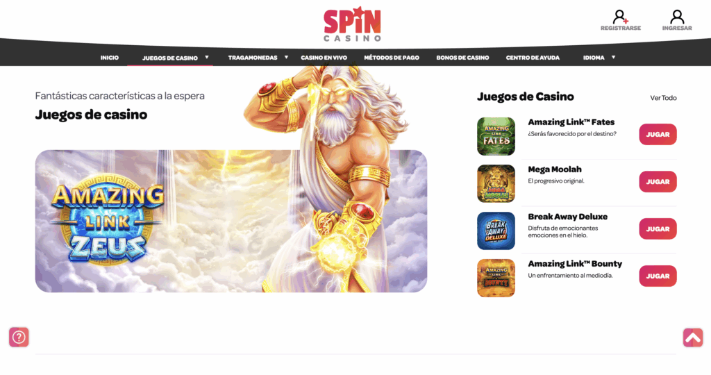 Spin Casino juegos